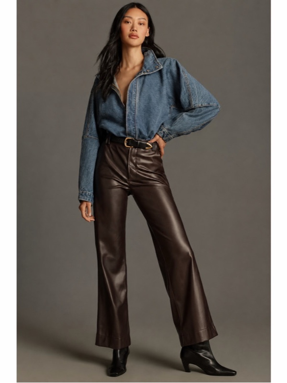 NWT Anthropologie Joes Jeans The Mia High-Rise Wide-Leg‎ Faux Leather Pants 26